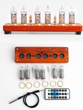 Nixie clock kit. 6 x 14 tubes. No soldering. Everything included. Wood case.